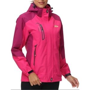 OUTDOOR SPORTS OUTDOOR LEISURE SERIES PINK WATERPROOF JACKET COAT HOOD SZ XL NWT